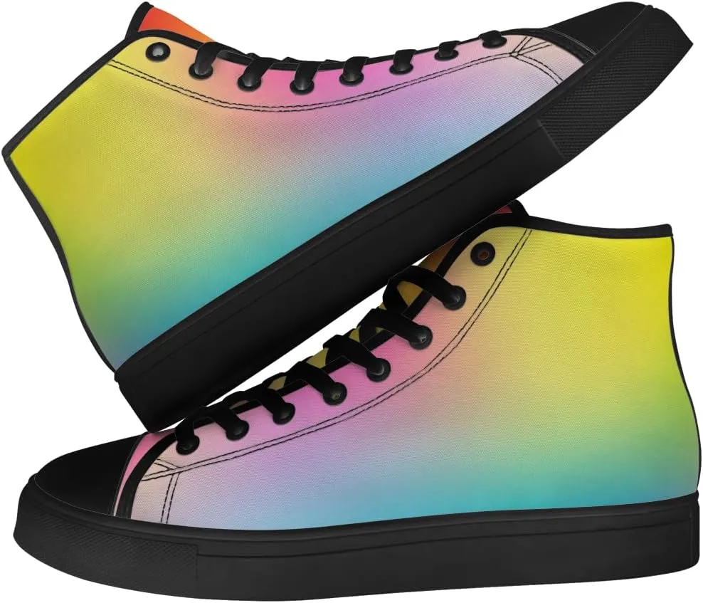 Gradient Shoes Womens Mens Rainbow High Top Canvas Sneakers Lace Up Casual Walking Shoes Gifts for Men Women
