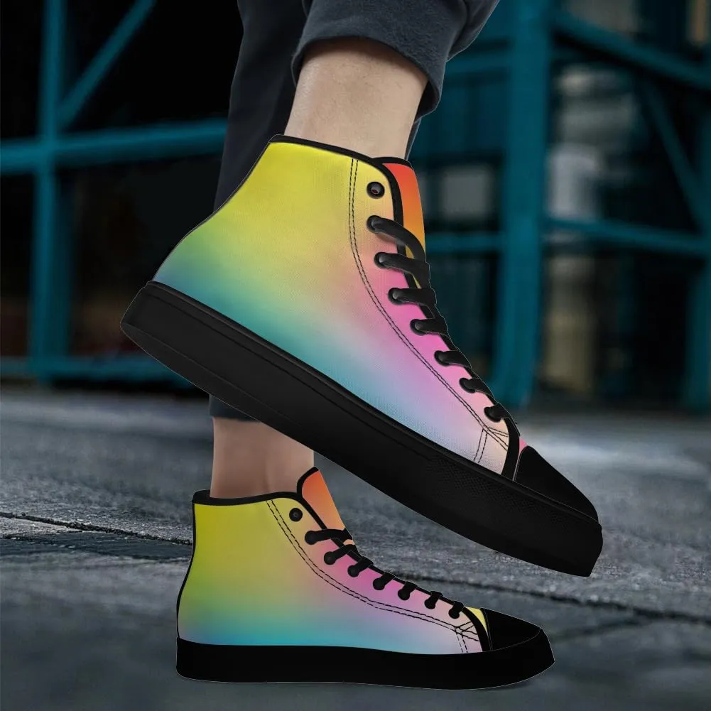 Gradient Shoes Womens Mens Rainbow High Top Canvas Sneakers Lace Up Casual Walking Shoes Gifts for Men Women