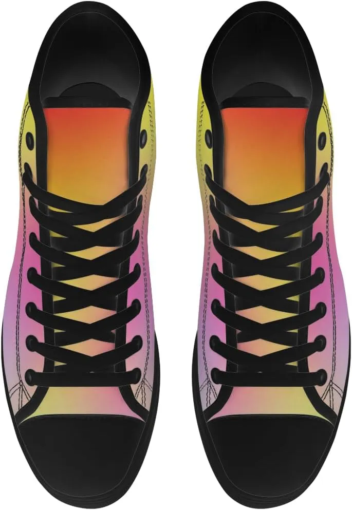 Gradient Shoes Womens Mens Rainbow High Top Canvas Sneakers Lace Up Casual Walking Shoes Gifts for Men Women