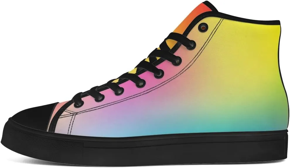 Gradient Shoes Womens Mens Rainbow High Top Canvas Sneakers Lace Up Casual Walking Shoes Gifts for Men Women