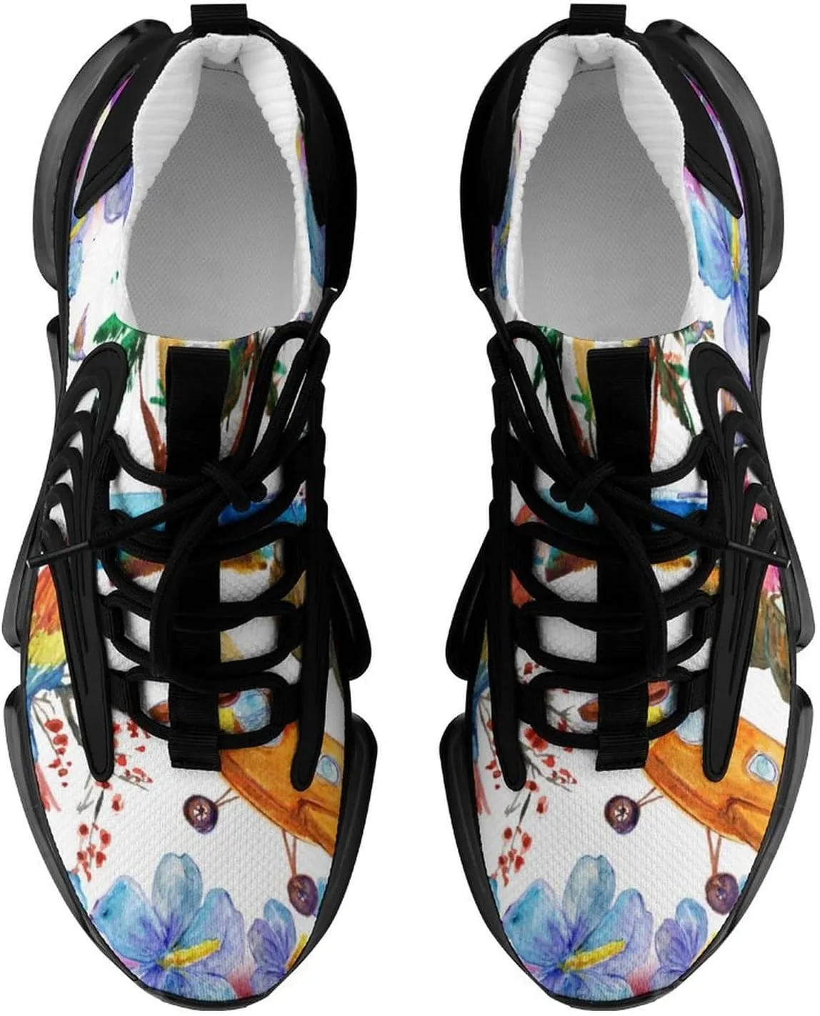Hawaii Beach Palm Tree and Parrot Walking Shoes for Men Lightweight Tennis Fashion Elastic Sports Shoes Cushion Basketball Shoes