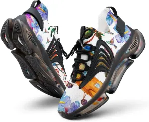 Hawaii Beach Palm Tree and Parrot Walking Shoes for Men Lightweight Tennis Fashion Elastic Sports Shoes Cushion Basketball Shoes