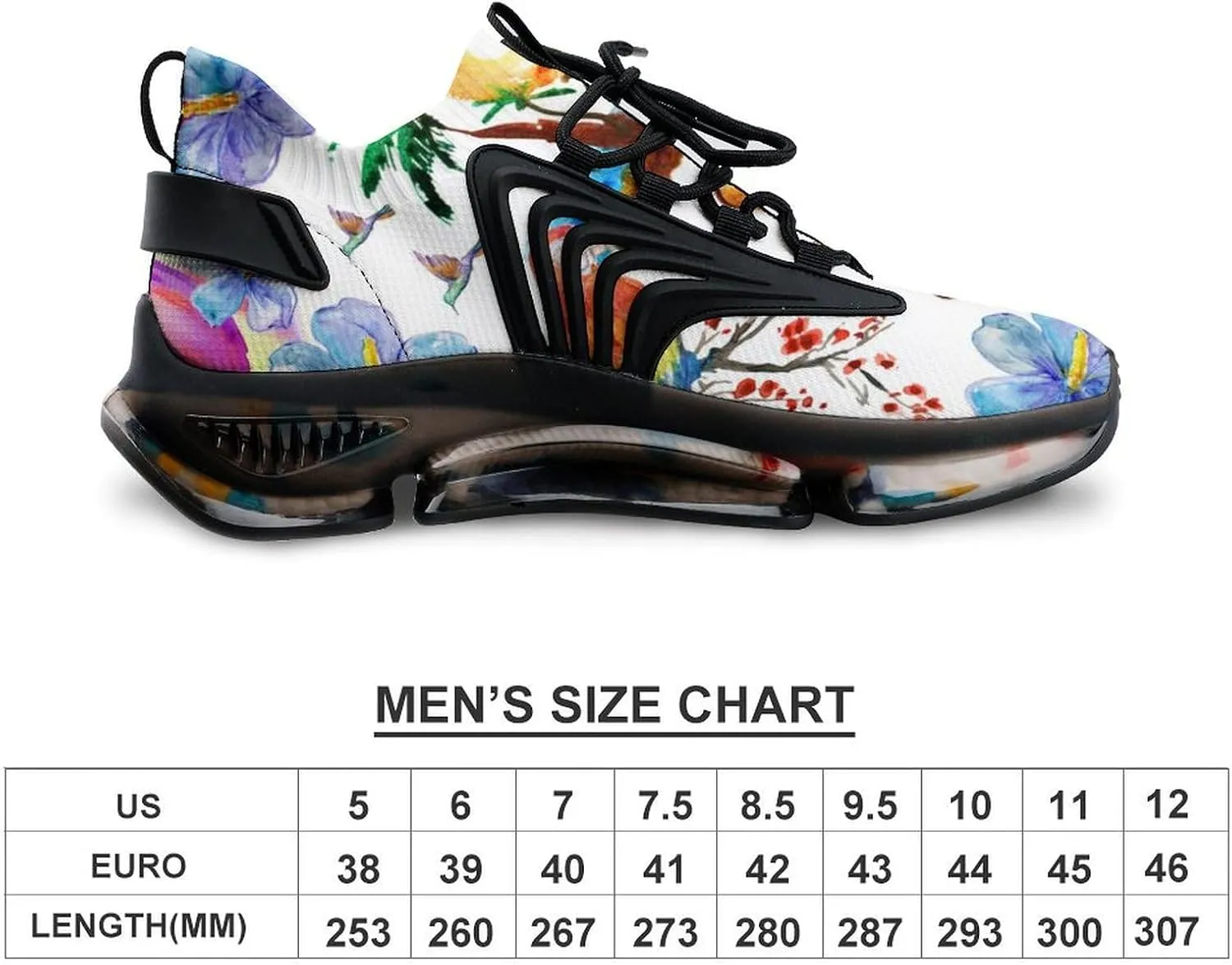 Hawaii Beach Palm Tree and Parrot Walking Shoes for Men Lightweight Tennis Fashion Elastic Sports Shoes Cushion Basketball Shoes