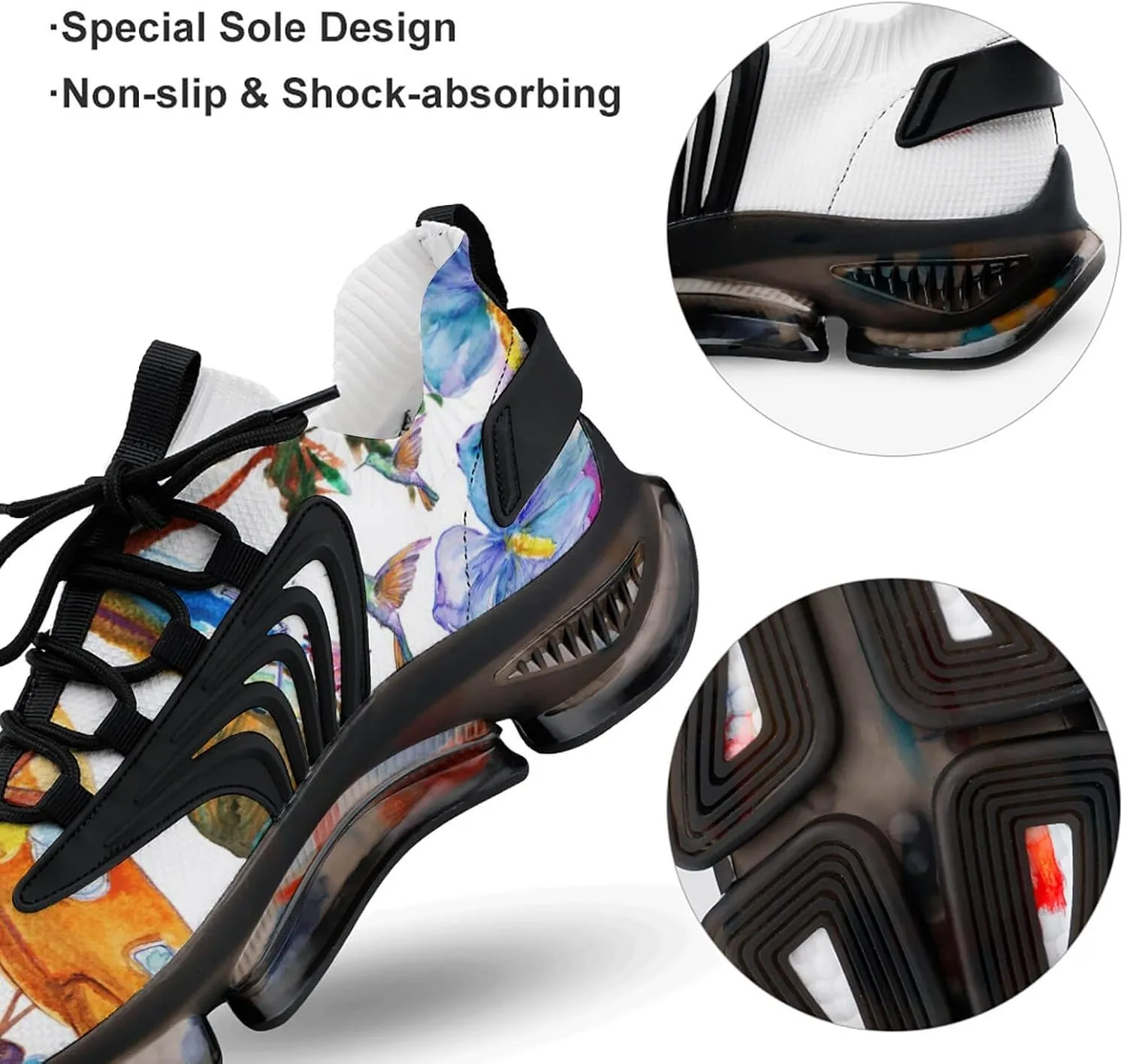 Hawaii Beach Palm Tree and Parrot Walking Shoes for Men Lightweight Tennis Fashion Elastic Sports Shoes Cushion Basketball Shoes