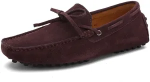 HOOENG Shoes Smoking Loafer for Men Boat Shoes Genuine Leather Stitching Details Round Toe Suede Vamp Lightweight Flat Heel Flexible Anti-Slip Casual (Color : Brown, Size : 9)