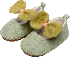 Infant Girls Single Shoes Floral Embroider Bowknot First Walkers Shoes Toddler Sandals Princess Shoes Girls Jazz Shoes (Green, 12 Infant)
