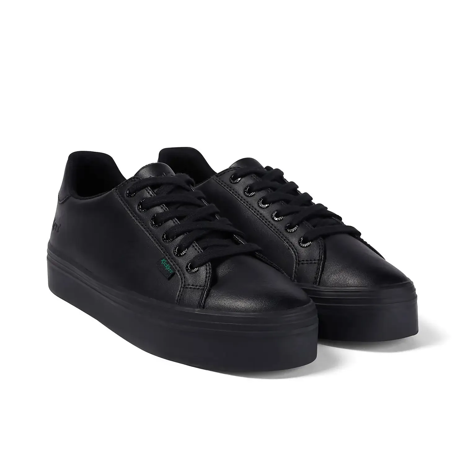 Kickers Tovni Stack BLACK Leather Lace Up Shoes