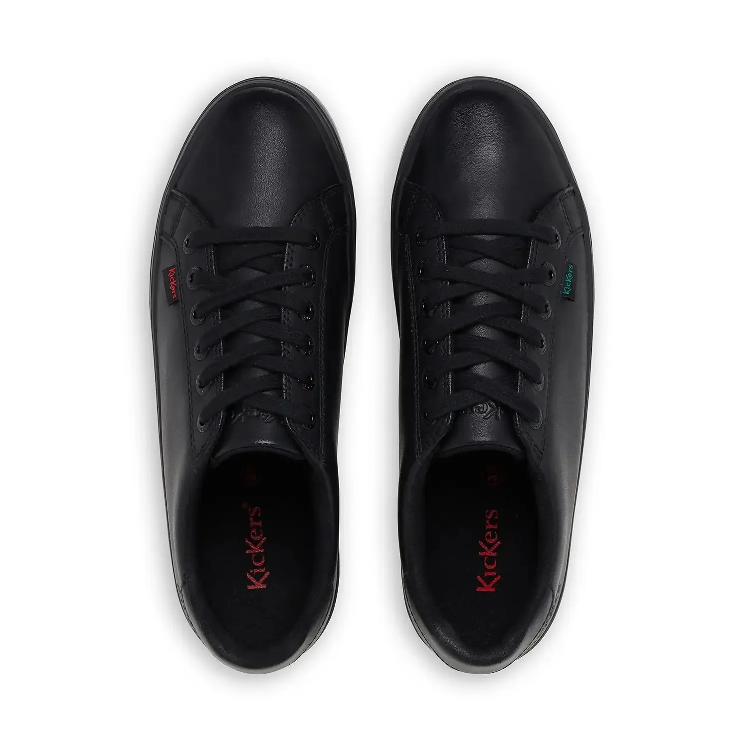 Kickers Tovni Stack BLACK Leather Lace Up Shoes
