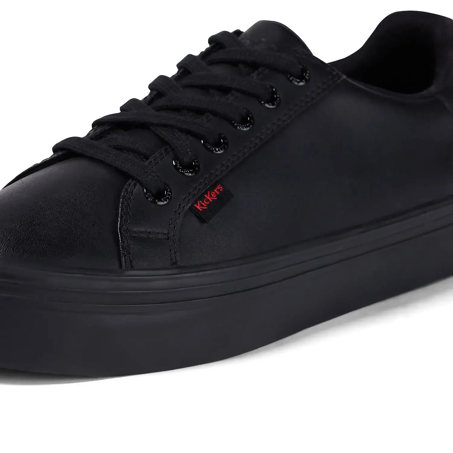 Kickers Tovni Stack BLACK Leather Lace Up Shoes