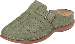 Kubbon Mules for Women Comfort Closed Toe Sandals Dressy Summer Closed Toe Mules Summer Slip on Wedge with Adjustable Hook Loop Arch Support Sandals