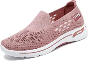 Kubbon Orthopedic Walking Shoes for Women Hands Free Slip-ons Go Walk Sneaker Woven Arch Support Breathable Soft Shoes Mesh Up Stretch Platform Sneakers