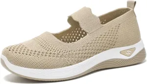 Kubbon Women Footwear Orthopedic Sneakers Woven Breathable Slip On Arch Support Walking Shoes Anti-Skid Sports Shoes Casual Running Diabetic Foam Sneakers