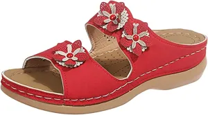 Ladmiple Fashion Sandals Women Dressy Summer Flat Orthotic Slides Comfort Walking Open Toe Arch Support Orthopedic Flip Flops