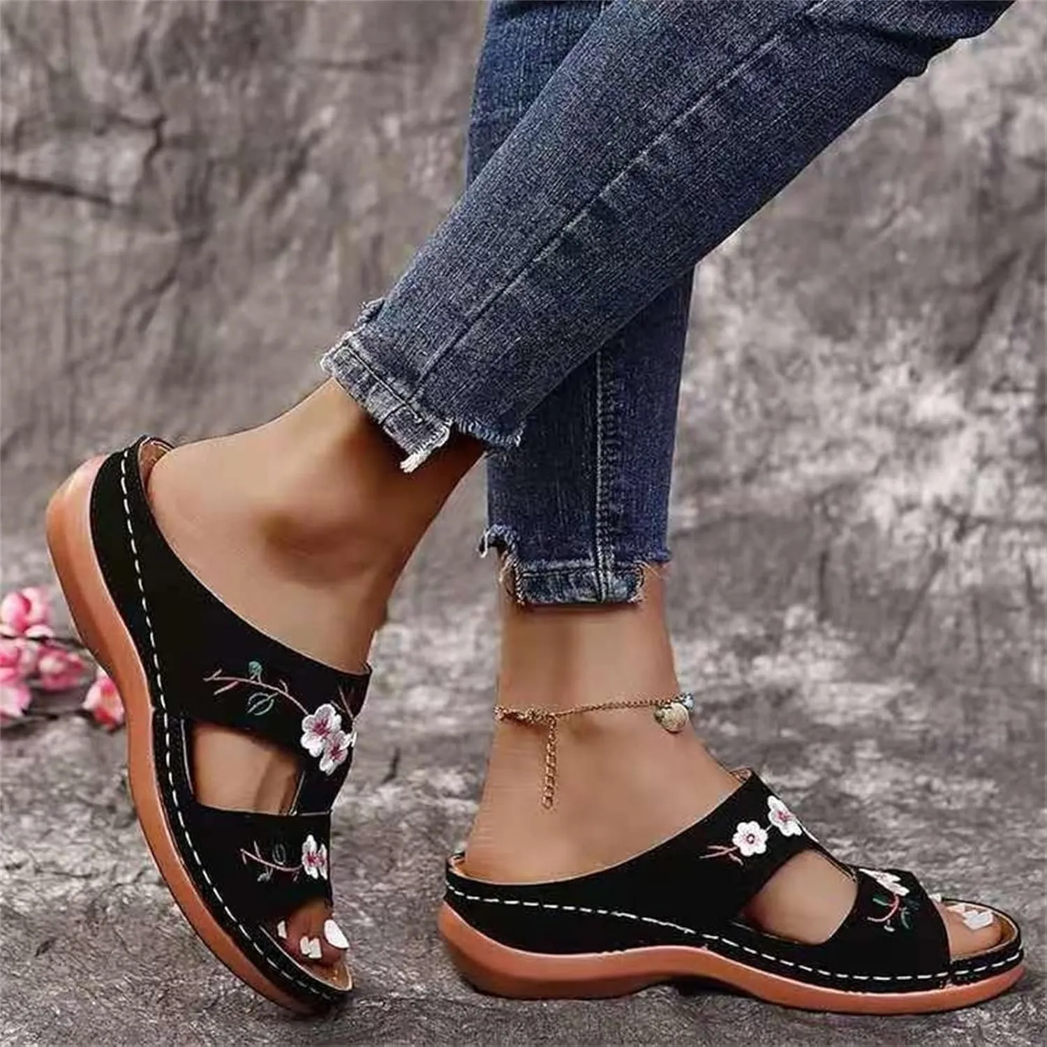 Ladmiple Orthopedic Sandals For Women Arch Support Dressy Summer Flip Flops Comfortable Walking Orthotic Sandals Beach Slides