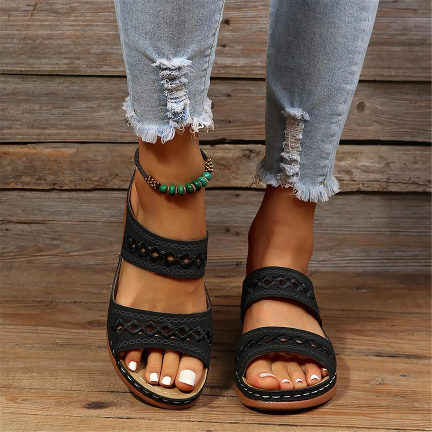 Ladmiple Orthopedic Sandals For Women Elegant Comfort Orthotic Walking Sandals Arch Support Slides Dressy Summer Flip Flops