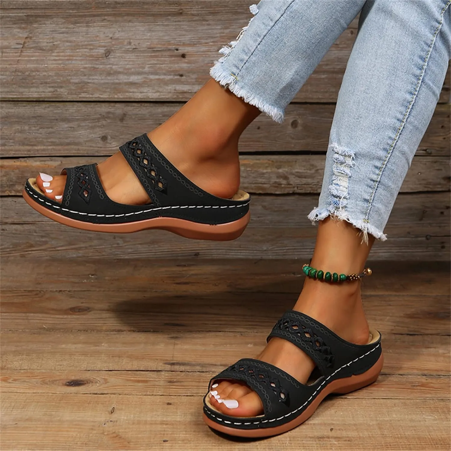 Ladmiple Orthopedic Sandals For Women Elegant Comfort Orthotic Walking Sandals Arch Support Slides Dressy Summer Flip Flops