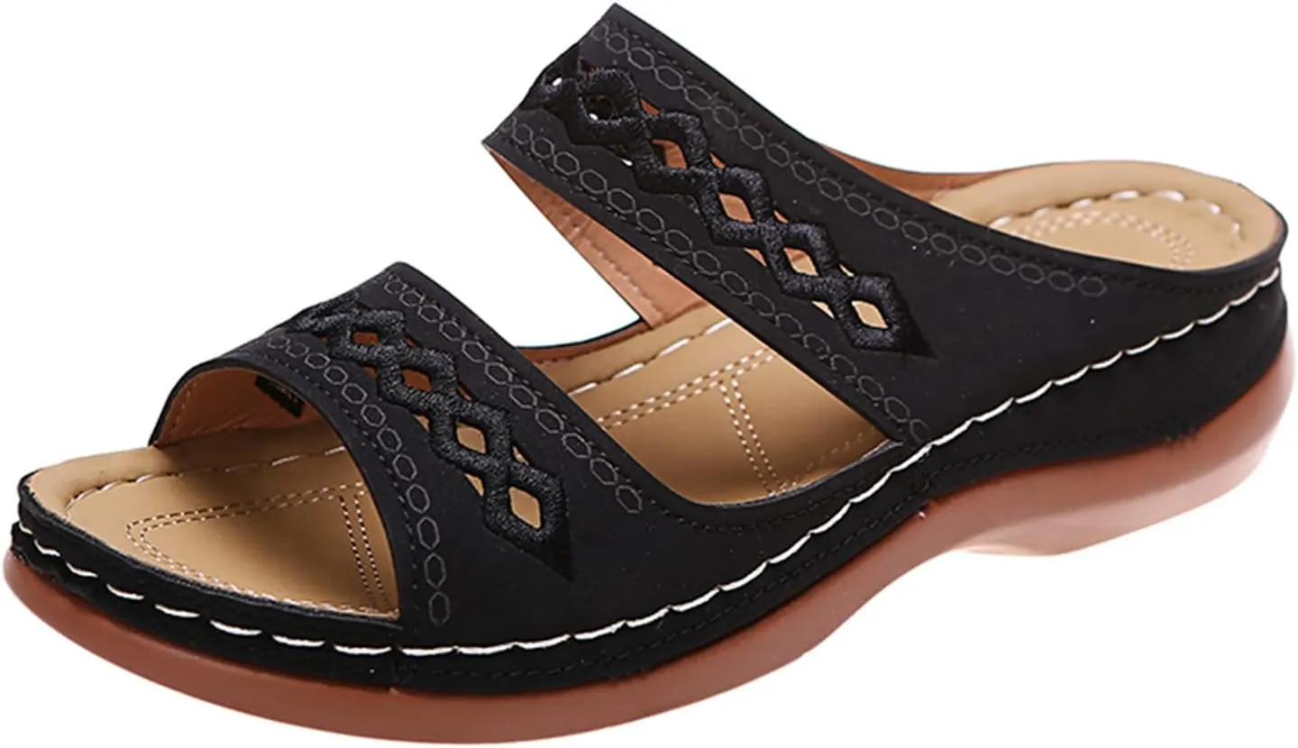 Ladmiple Orthopedic Sandals For Women Elegant Comfort Orthotic Walking Sandals Arch Support Slides Dressy Summer Flip Flops