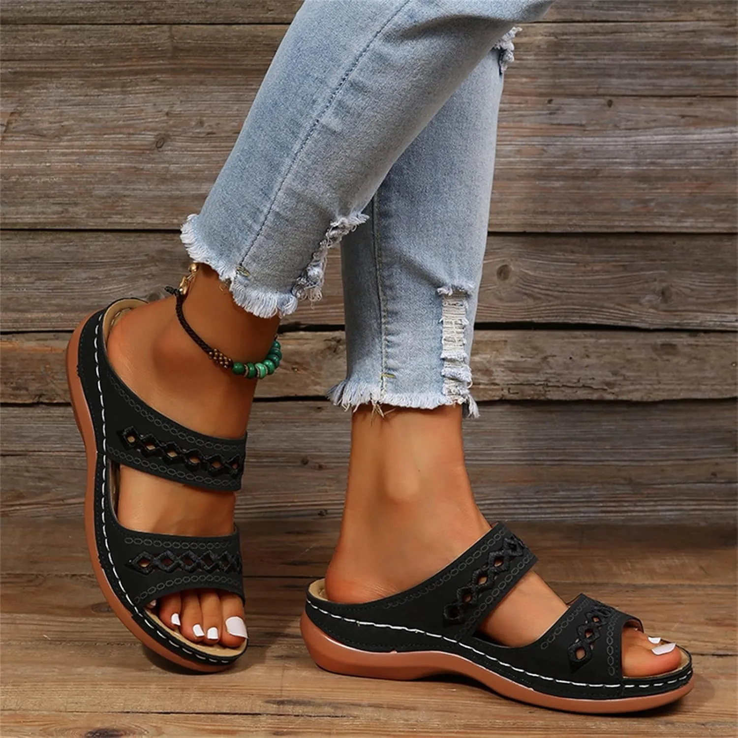 Ladmiple Orthopedic Sandals For Women Elegant Comfort Orthotic Walking Sandals Arch Support Slides Dressy Summer Flip Flops