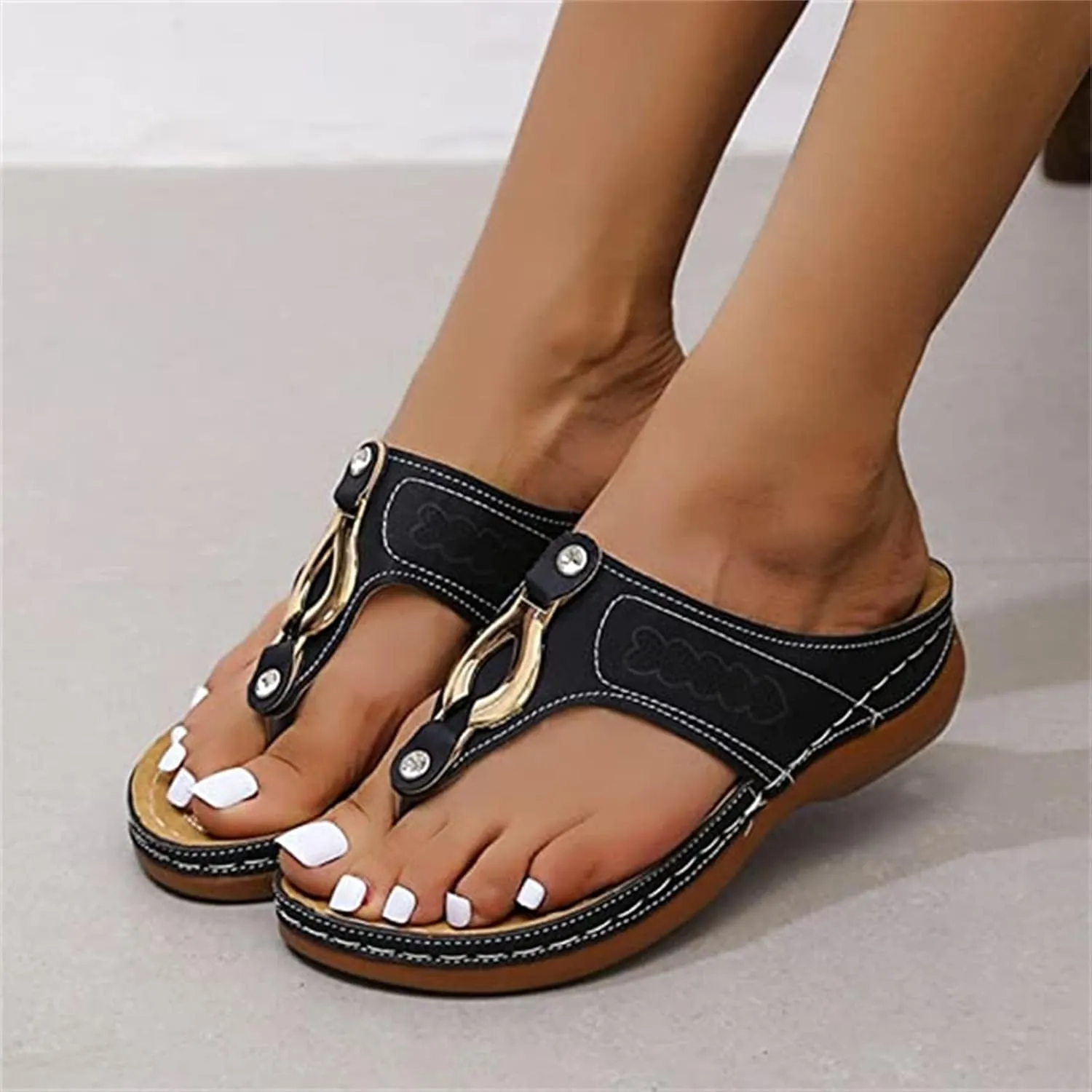 Ladmiple Orthotic Sandals For Women Dressy Summer Slides Comfortable Walking Orthopedic Flip Flops Shoes with Arch Support