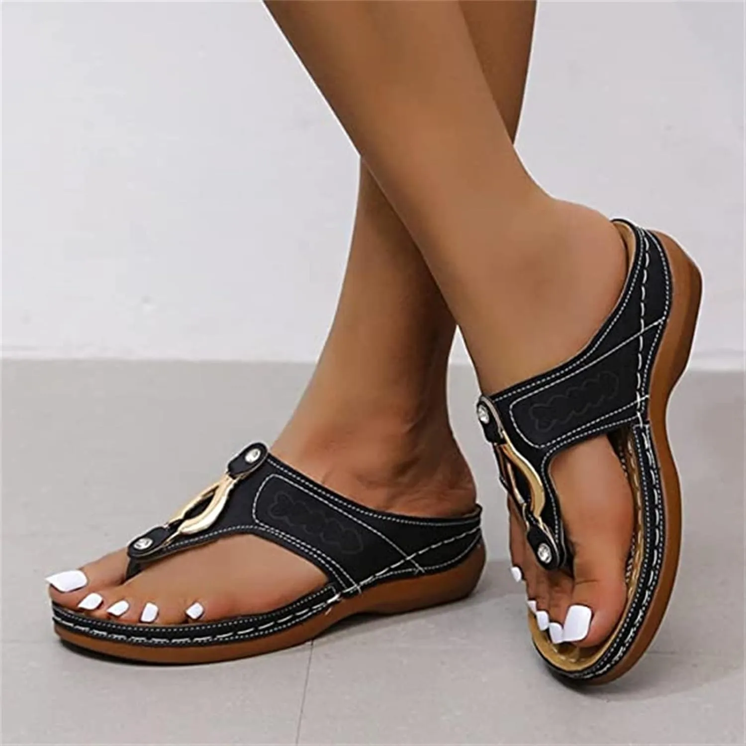 Ladmiple Orthotic Sandals For Women Dressy Summer Slides Comfortable Walking Orthopedic Flip Flops Shoes with Arch Support