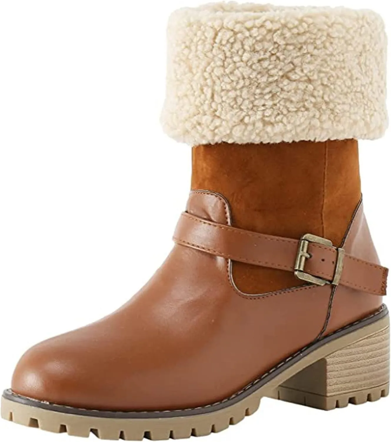 Ladmiple Snow Boots For Women 2023 Trendy Winter Boots Slip on Fur Lined Cold Weather Warm Ankle Booties Mid Calf Shoes