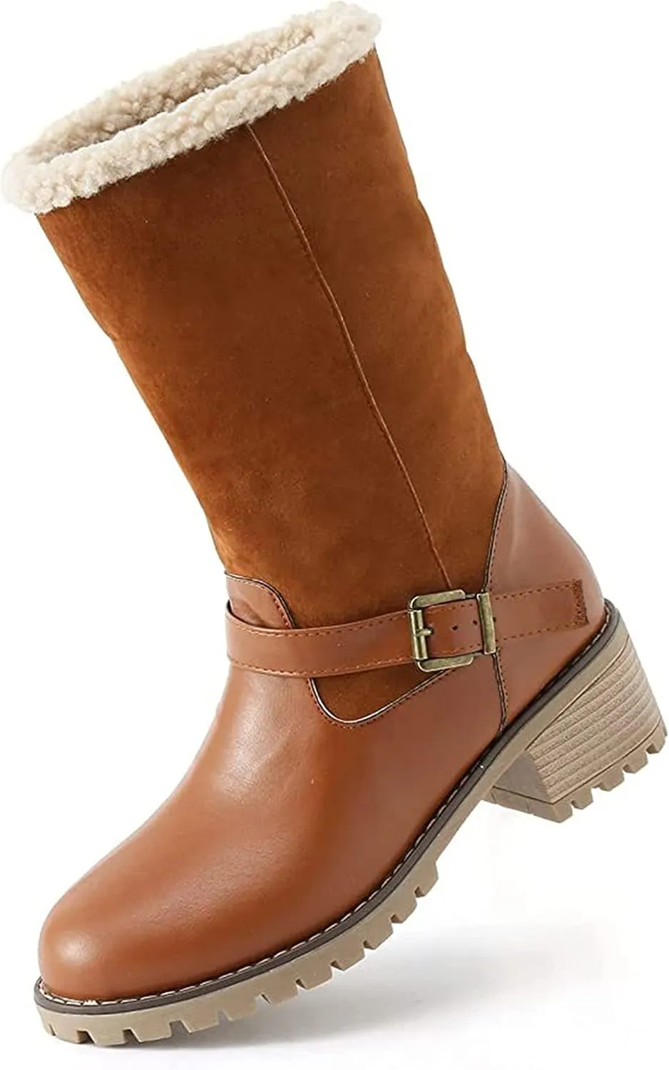 Ladmiple Snow Boots For Women 2023 Trendy Winter Boots Slip on Fur Lined Cold Weather Warm Ankle Booties Mid Calf Shoes