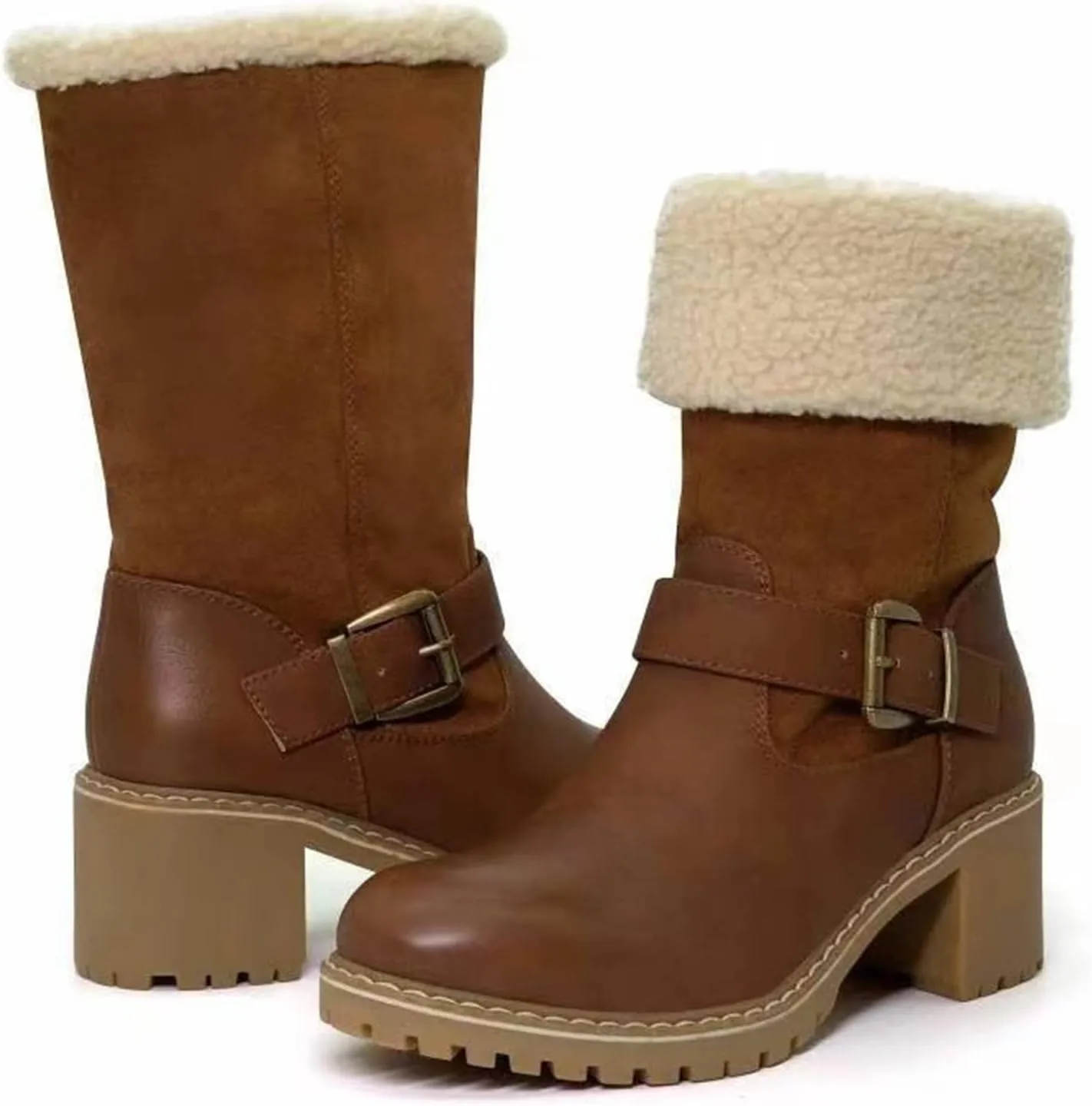 Ladmiple Snow Boots For Women 2023 Trendy Winter Boots Slip on Fur Lined Cold Weather Warm Ankle Booties Mid Calf Shoes