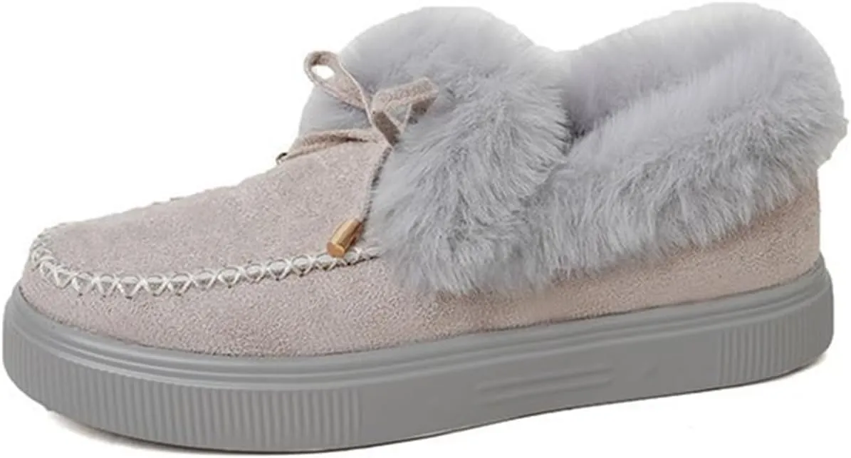 Ladmiple Winter Boots For Women 2024 Fashion Snow Warm Ankle Booties Comfortable Slip On Fur Lined Walking Winter Shoes