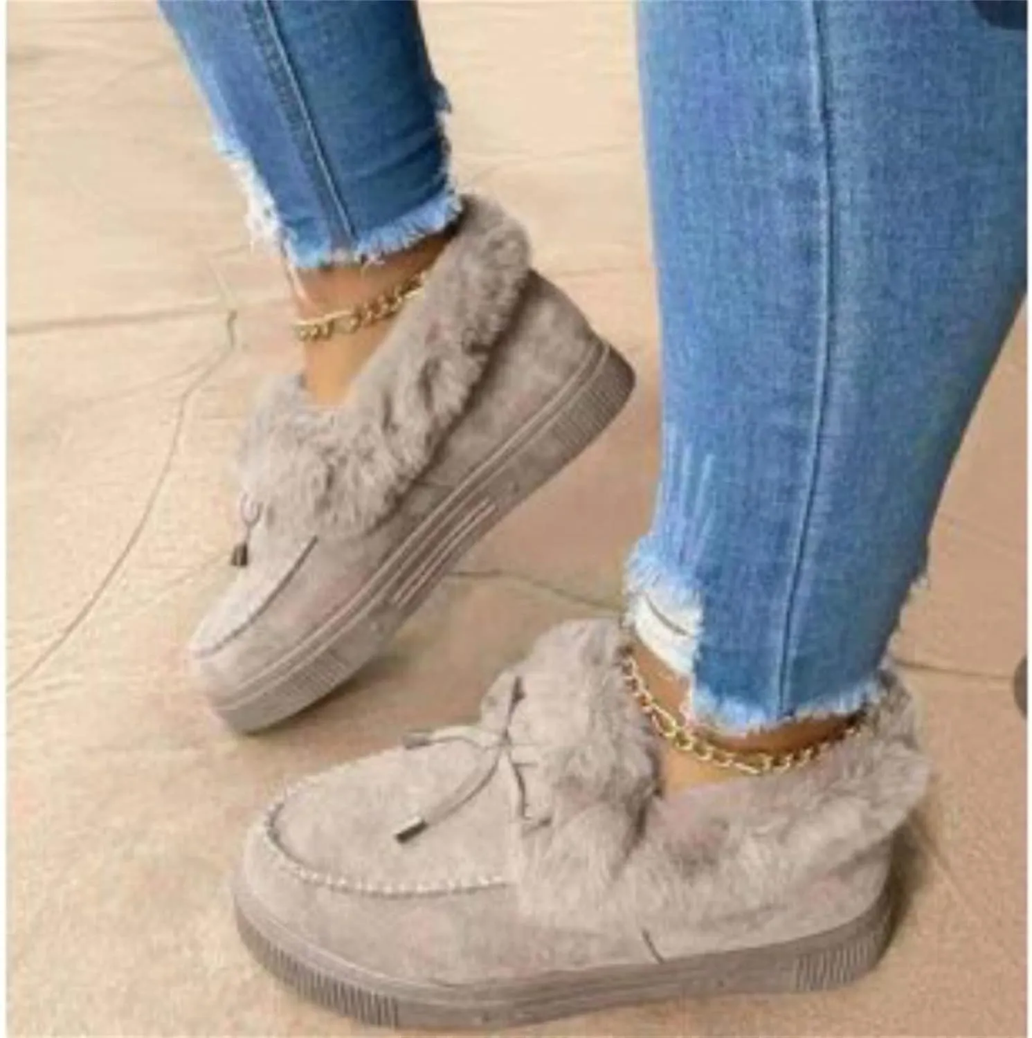 Ladmiple Winter Boots For Women 2024 Fashion Snow Warm Ankle Booties Comfortable Slip On Fur Lined Walking Winter Shoes