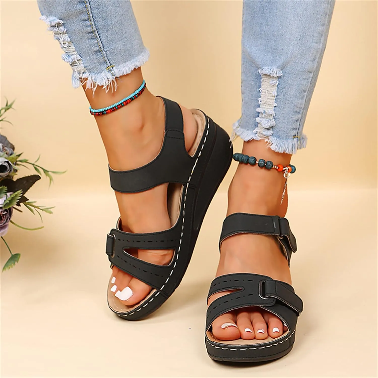 Ladmiple Women's Sandals Comfortable Dressy Orthotic Slides Walking Orthopedic Flip Flops Summer Shoes with Arch Support 2024