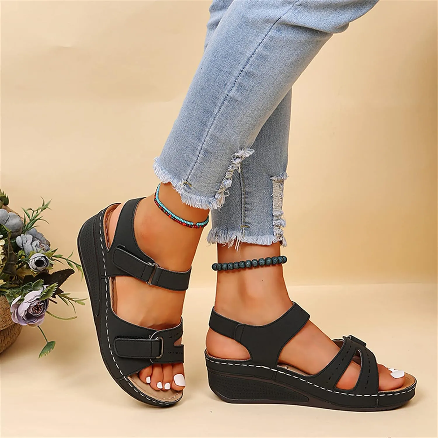 Ladmiple Women's Sandals Comfortable Dressy Orthotic Slides Walking Orthopedic Flip Flops Summer Shoes with Arch Support 2024