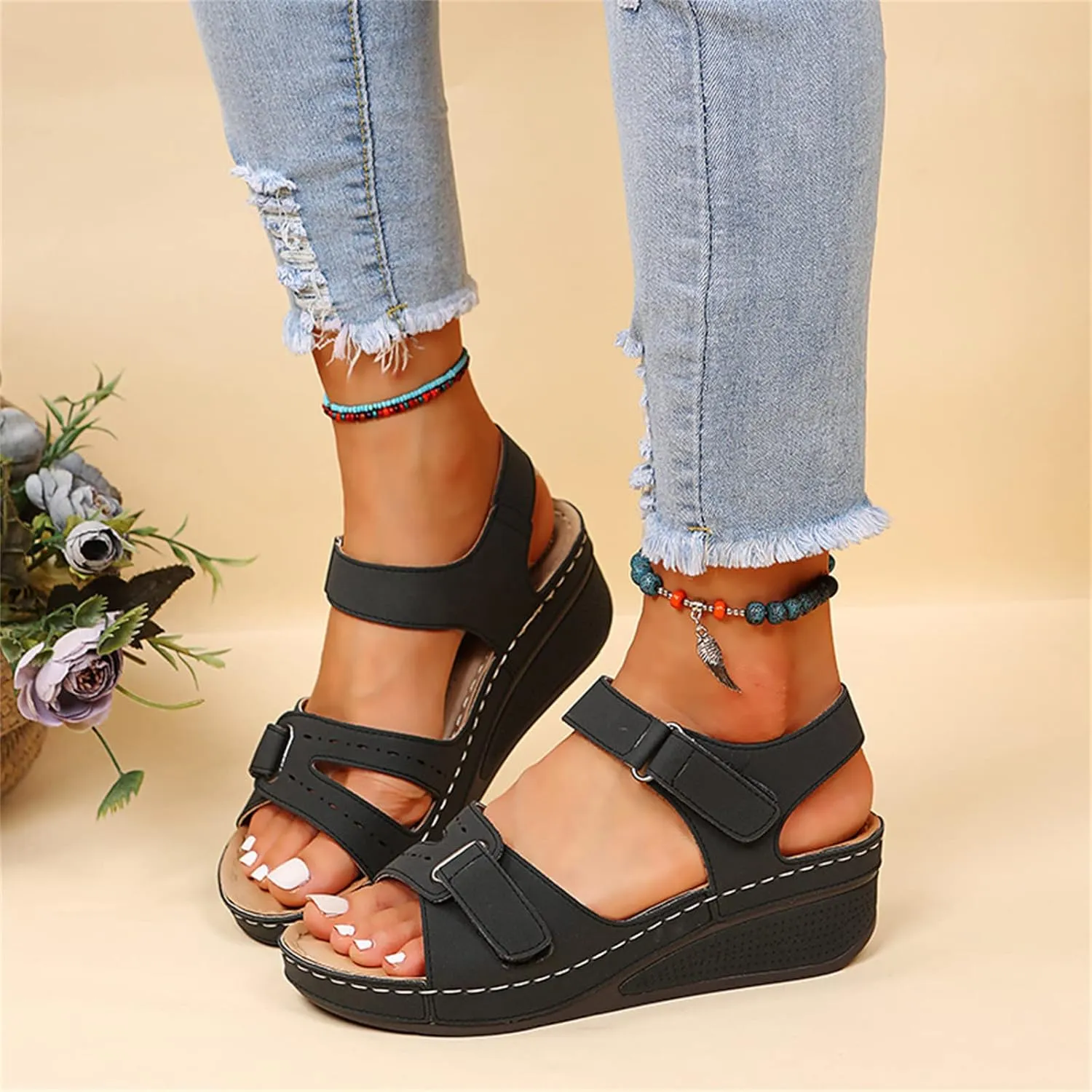 Ladmiple Women's Sandals Comfortable Dressy Orthotic Slides Walking Orthopedic Flip Flops Summer Shoes with Arch Support 2024