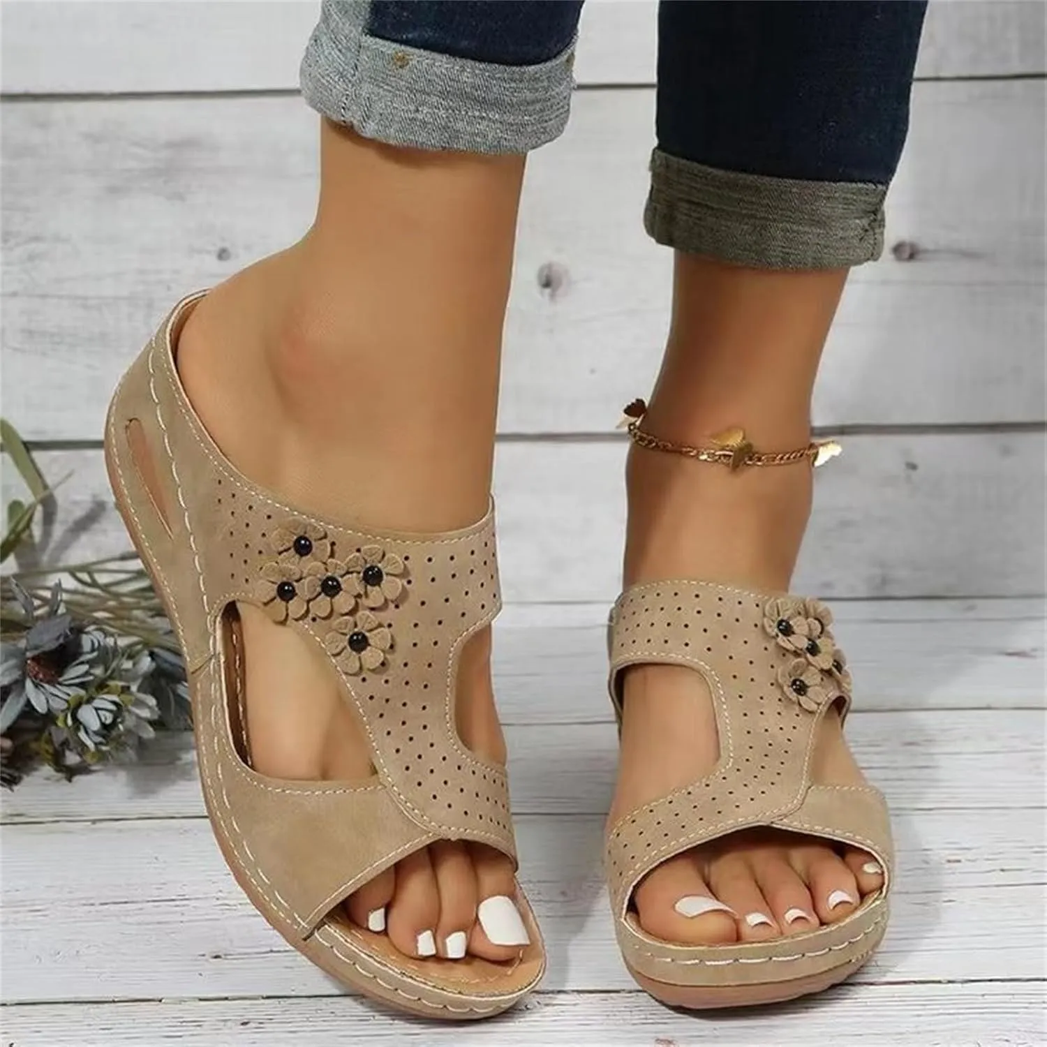 Ladmiple Womens Sandals Comfortable Walking Dressy Orthotic Flips Flops Plantar Fasciitis Arch Support Orthopedic Slippers