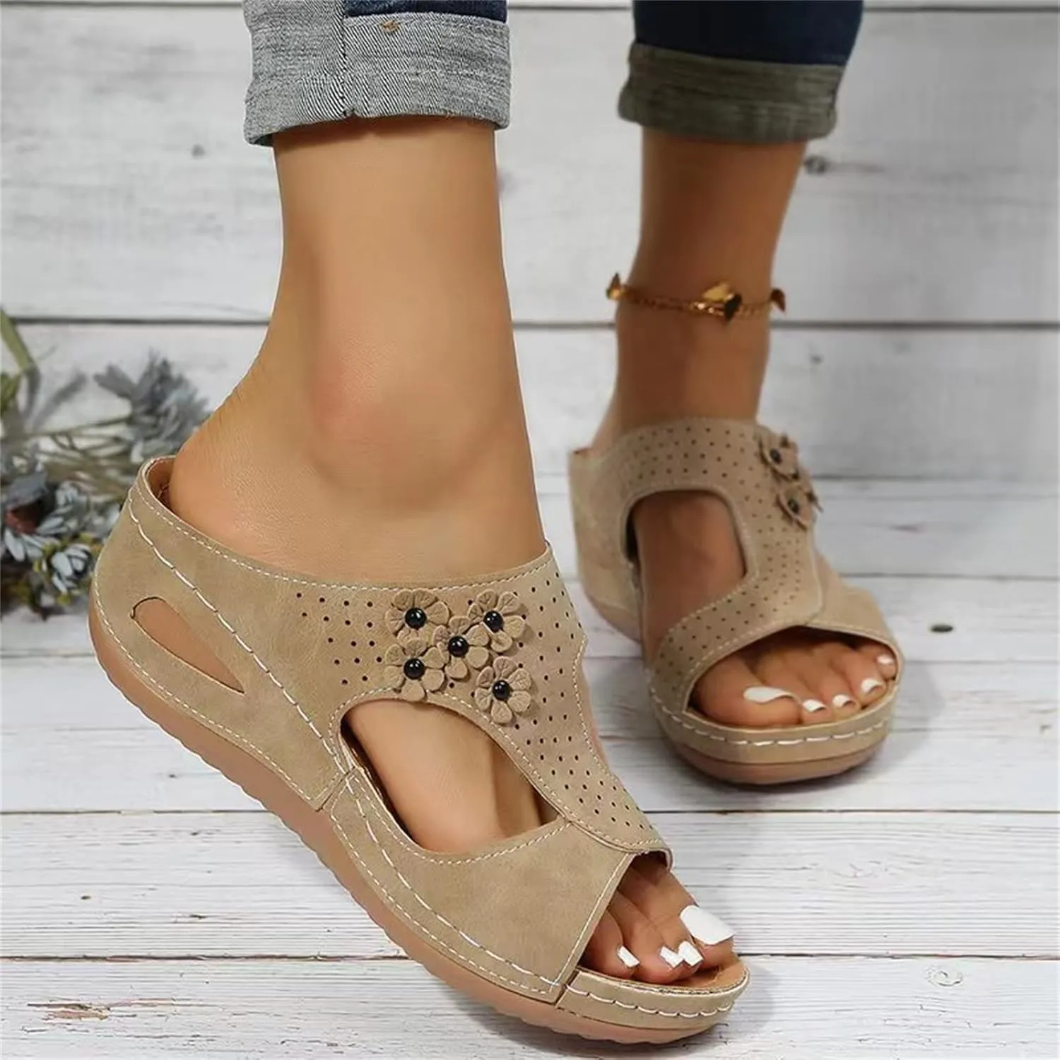 Ladmiple Womens Sandals Comfortable Walking Dressy Orthotic Flips Flops Plantar Fasciitis Arch Support Orthopedic Slippers