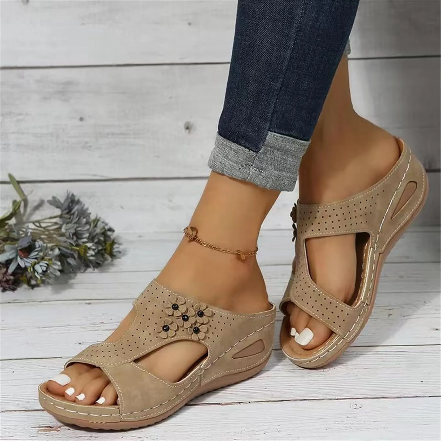 Ladmiple Womens Sandals Comfortable Walking Dressy Orthotic Flips Flops Plantar Fasciitis Arch Support Orthopedic Slippers
