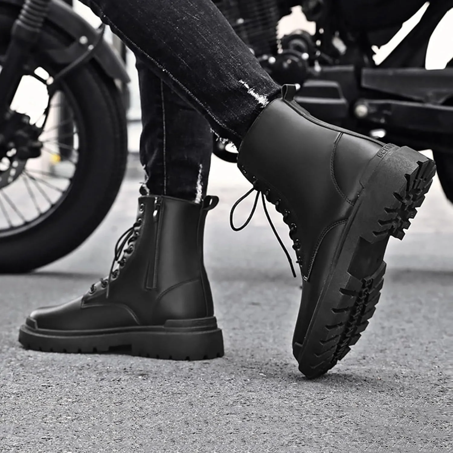 Leather Ankle Boots for Men Fashion Solid Shoes Casual Lace Up Ankle Boots Water Proof Insulated Casual Dress Men