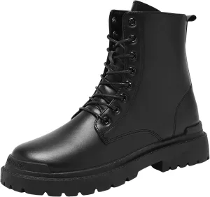 Leather Ankle Boots for Men Fashion Solid Shoes Casual Lace Up Ankle Boots Water Proof Insulated Casual Dress Men