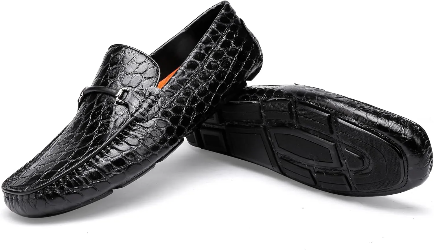 Leather Men's Dress Penny Loafer Casual Alligator Printed Driving Moccasins Slip-on Shoes for Men