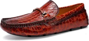 Leather Men's Dress Penny Loafer Casual Alligator Printed Driving Moccasins Slip-on Shoes for Men