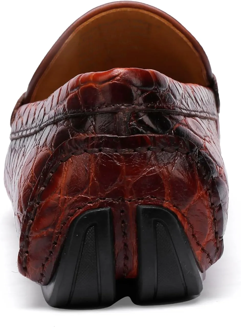Leather Men's Dress Penny Loafer Casual Alligator Printed Driving Moccasins Slip-on Shoes for Men