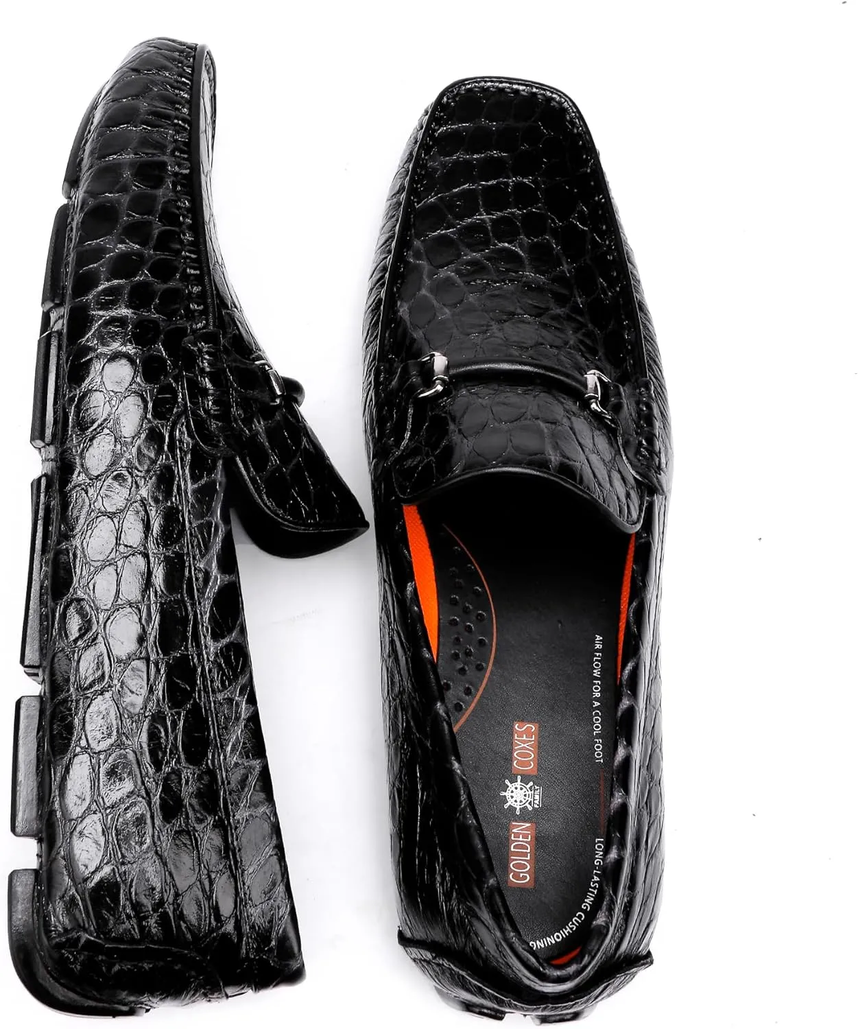 Leather Men's Dress Penny Loafer Casual Alligator Printed Driving Moccasins Slip-on Shoes for Men