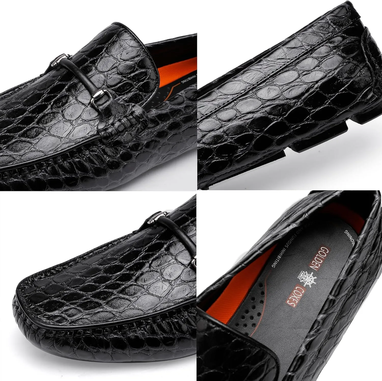 Leather Men's Dress Penny Loafer Casual Alligator Printed Driving Moccasins Slip-on Shoes for Men
