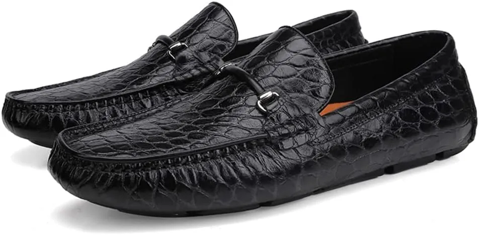 Leather Men's Dress Penny Loafer Casual Alligator Printed Driving Moccasins Slip-on Shoes for Men