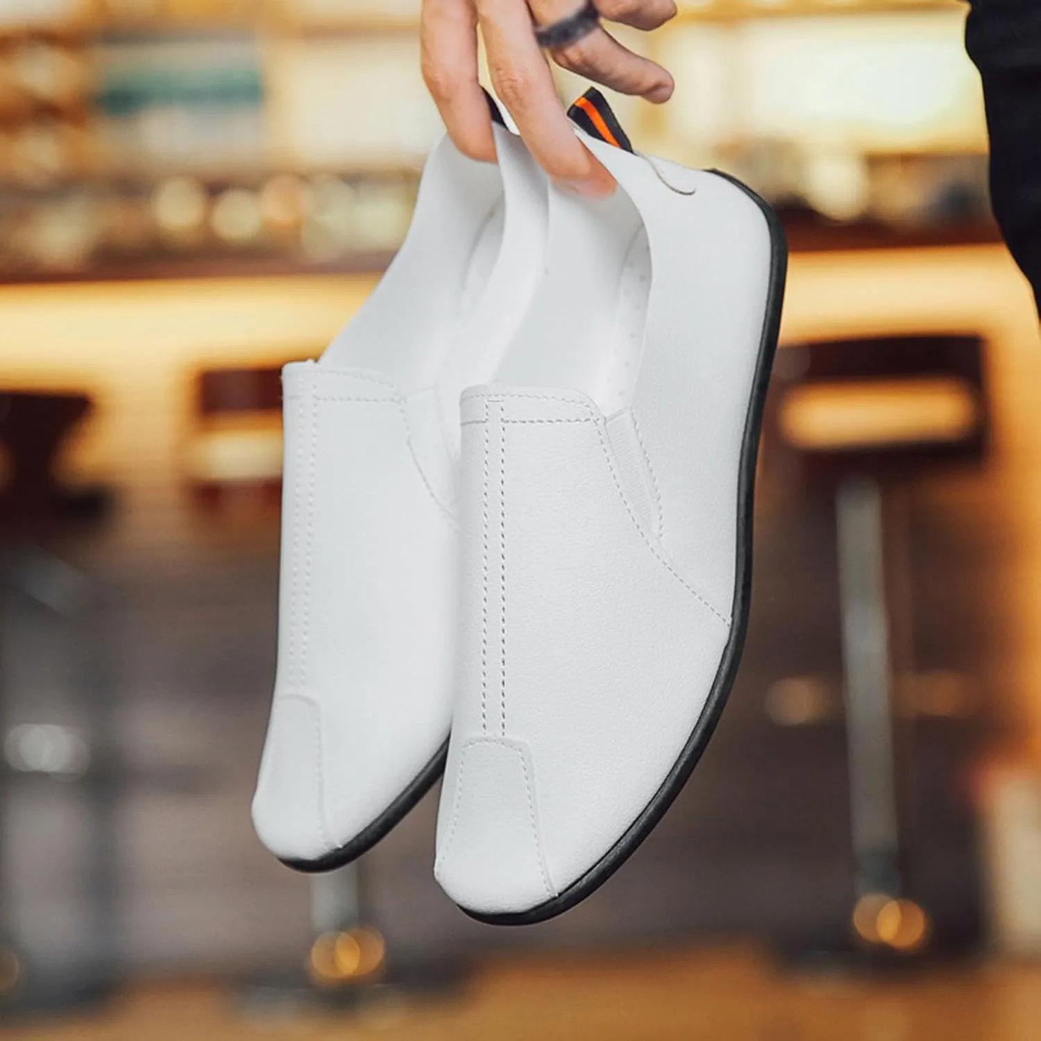 Leisure Men's Four Seasons Non Slip Flat Round Toe Breathable Slip On Lazy Leisure Shoes Athletic Shoes