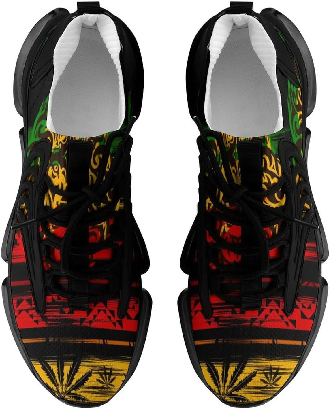 Lion Head with Cannabis Marijuana Leaves Walking Shoes for Men Lightweight Tennis Fashion Elastic Sports Shoes Cushion Basketball Shoes
