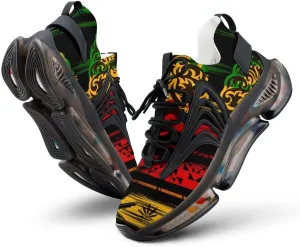 Lion Head with Cannabis Marijuana Leaves Walking Shoes for Men Lightweight Tennis Fashion Elastic Sports Shoes Cushion Basketball Shoes