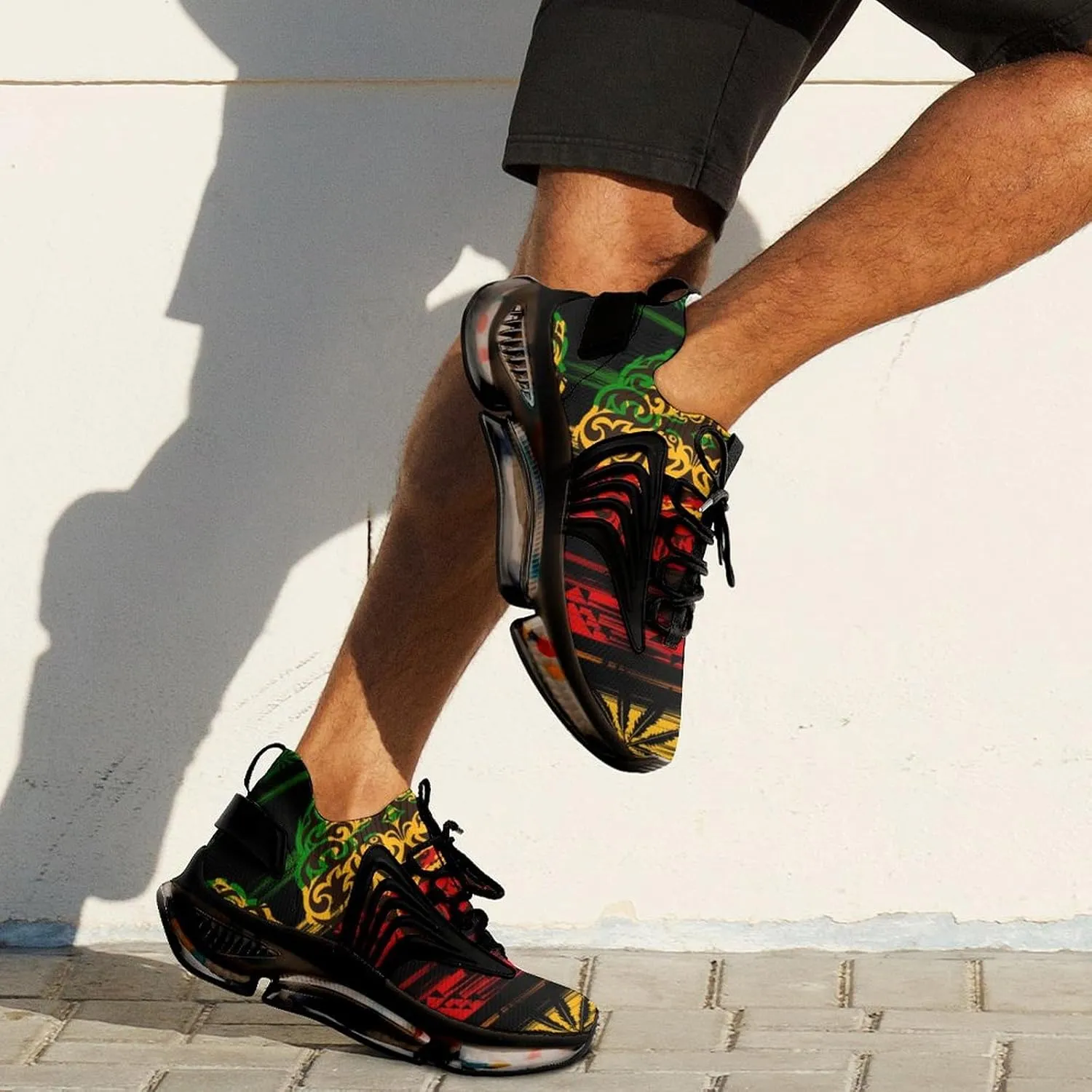 Lion Head with Cannabis Marijuana Leaves Walking Shoes for Men Lightweight Tennis Fashion Elastic Sports Shoes Cushion Basketball Shoes