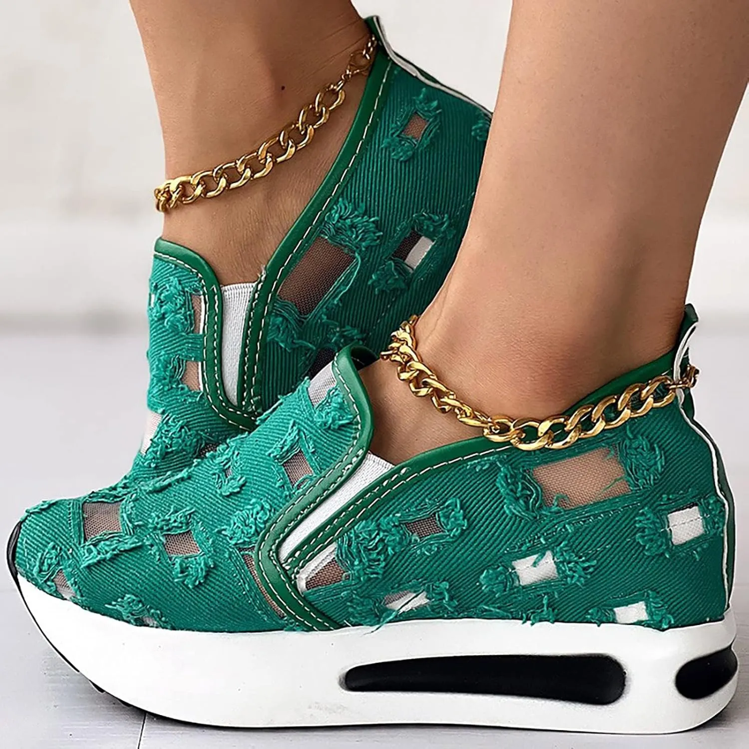 Loafers for Women Comfort Dressy Embroidery Floral Mesh Air Comfort Chunky Sole Hidden High Heels Breathable Walking Work Shoes with Arch Support 2025