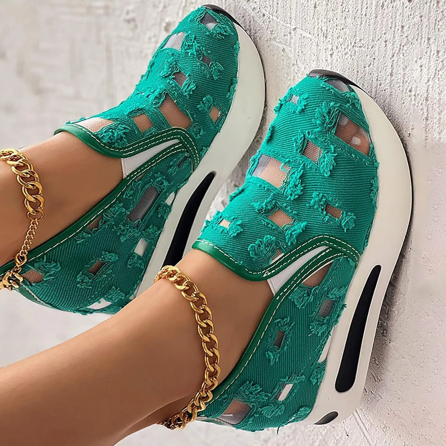 Loafers for Women Comfort Dressy Embroidery Floral Mesh Air Comfort Chunky Sole Hidden High Heels Breathable Walking Work Shoes with Arch Support 2025