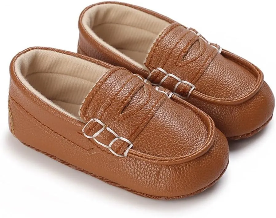 LONSOEN Baby Toddler Boys Girls Loafers Newborn Leather Moccasins Infant First Walking Dress Shoes